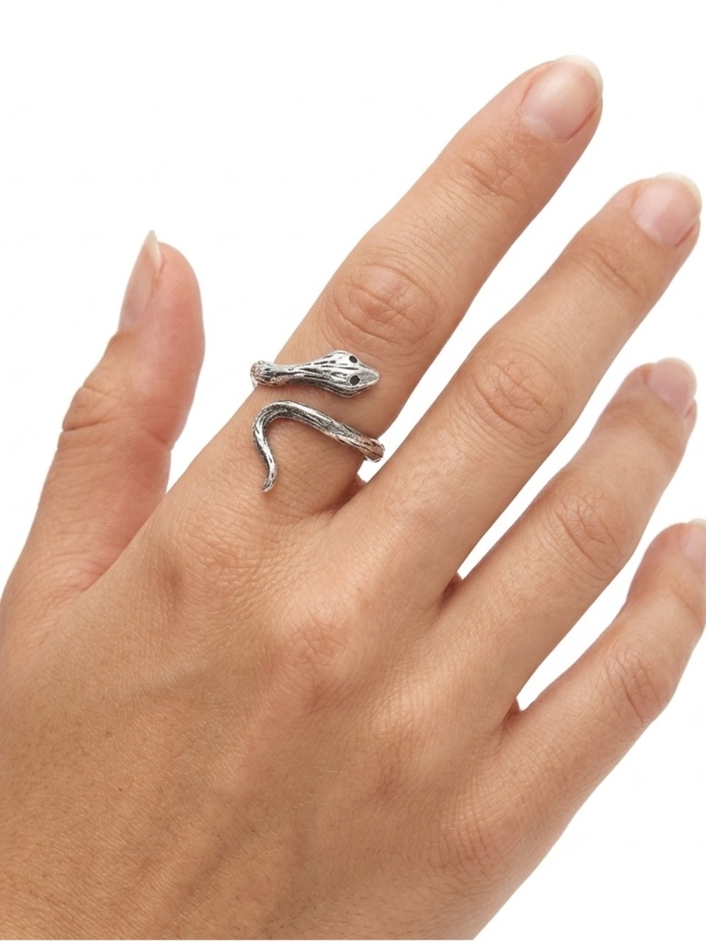 New Silver Handmade Bohemian Minimalist Irregular Shaped Snake Ring
